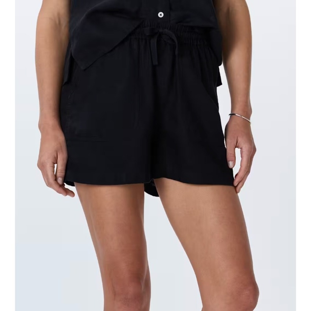 Quince 100% European Linen Shorts Women's Large Black Summer Beach Minimalist